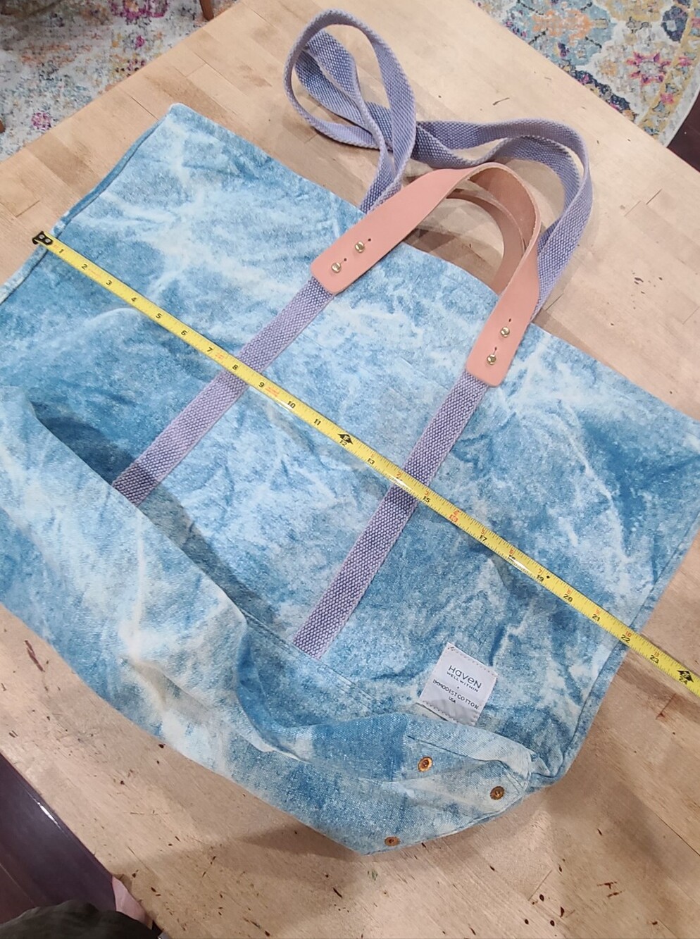 Immodest Cotton Large East West Zippered Tote Acid Wash Denim - Picture 5 of 16